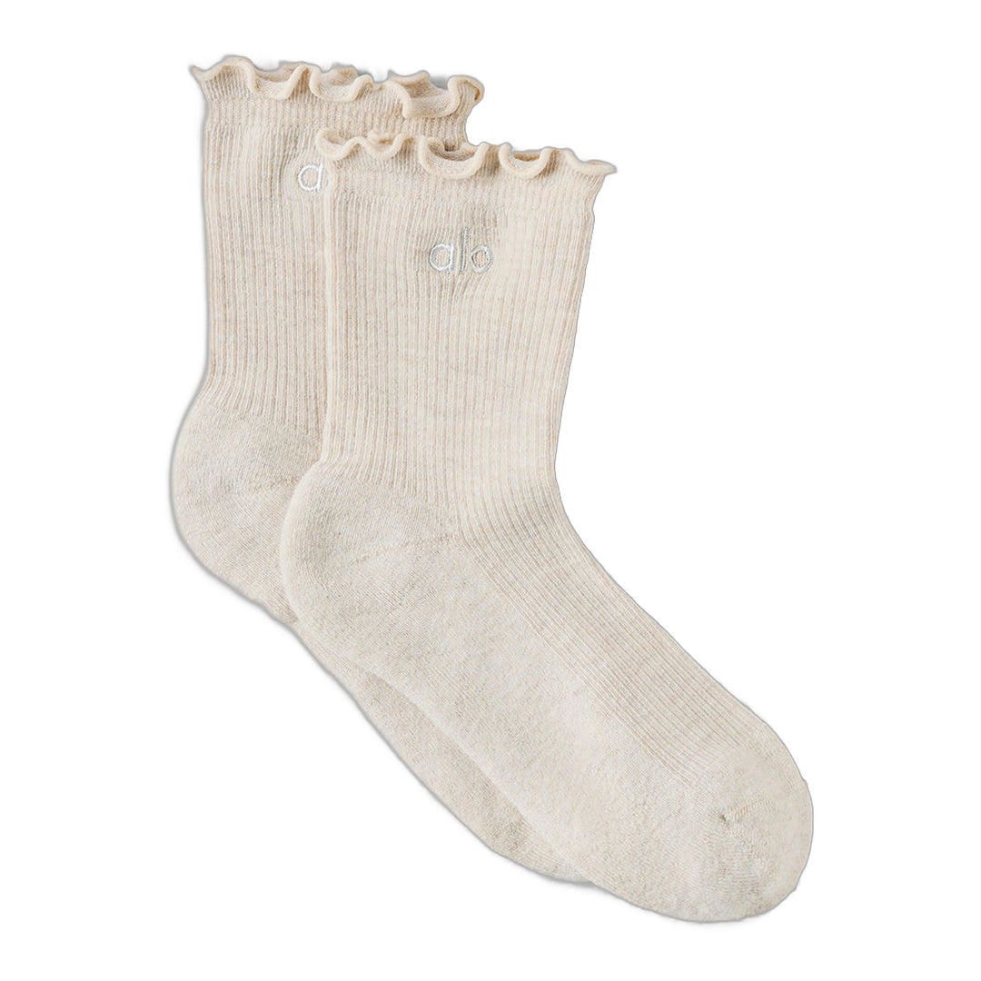 alo Women's Lettuce Edge Sock - Oatmeal Heather