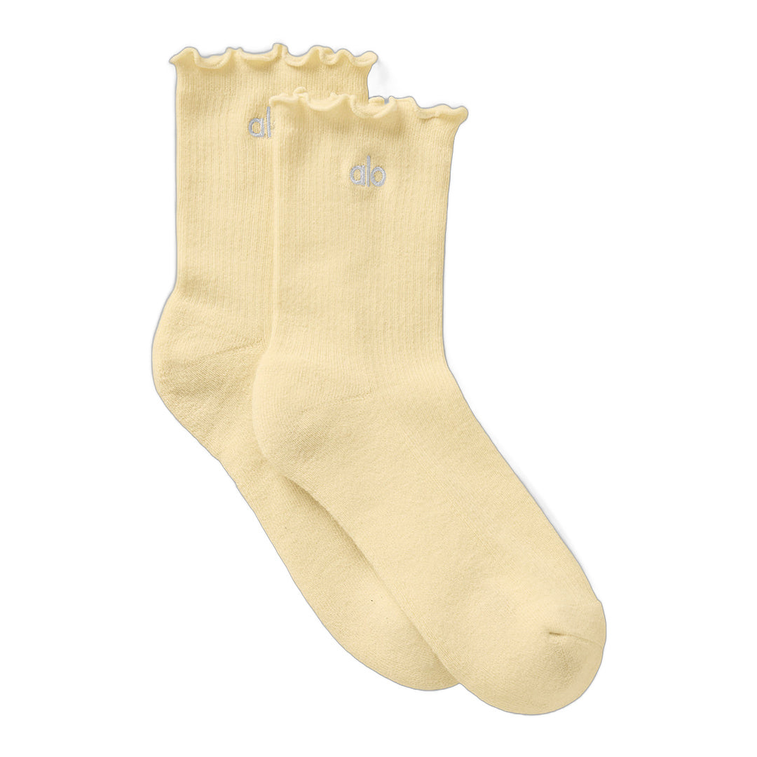 alo Women's Lettuce Edge Sock - Warm Butter