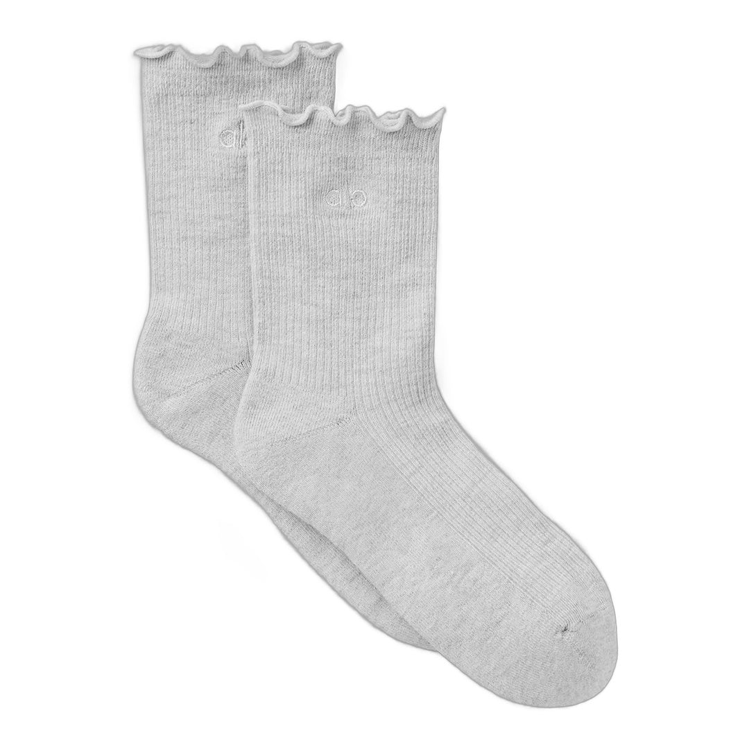 alo Women's Lettuce Edge Sock - Athletic Heather Grey