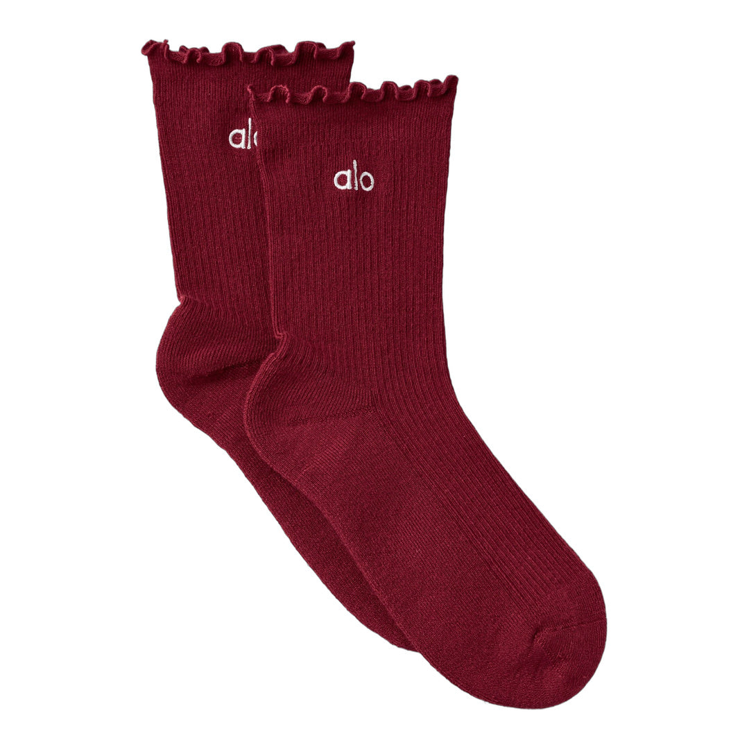 alo Women's Lettuce Edge Sock - Summer Romance Red