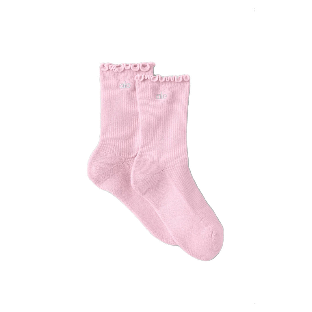 ALO Women's Lettuce Edge Sock - Pink Marshmallow