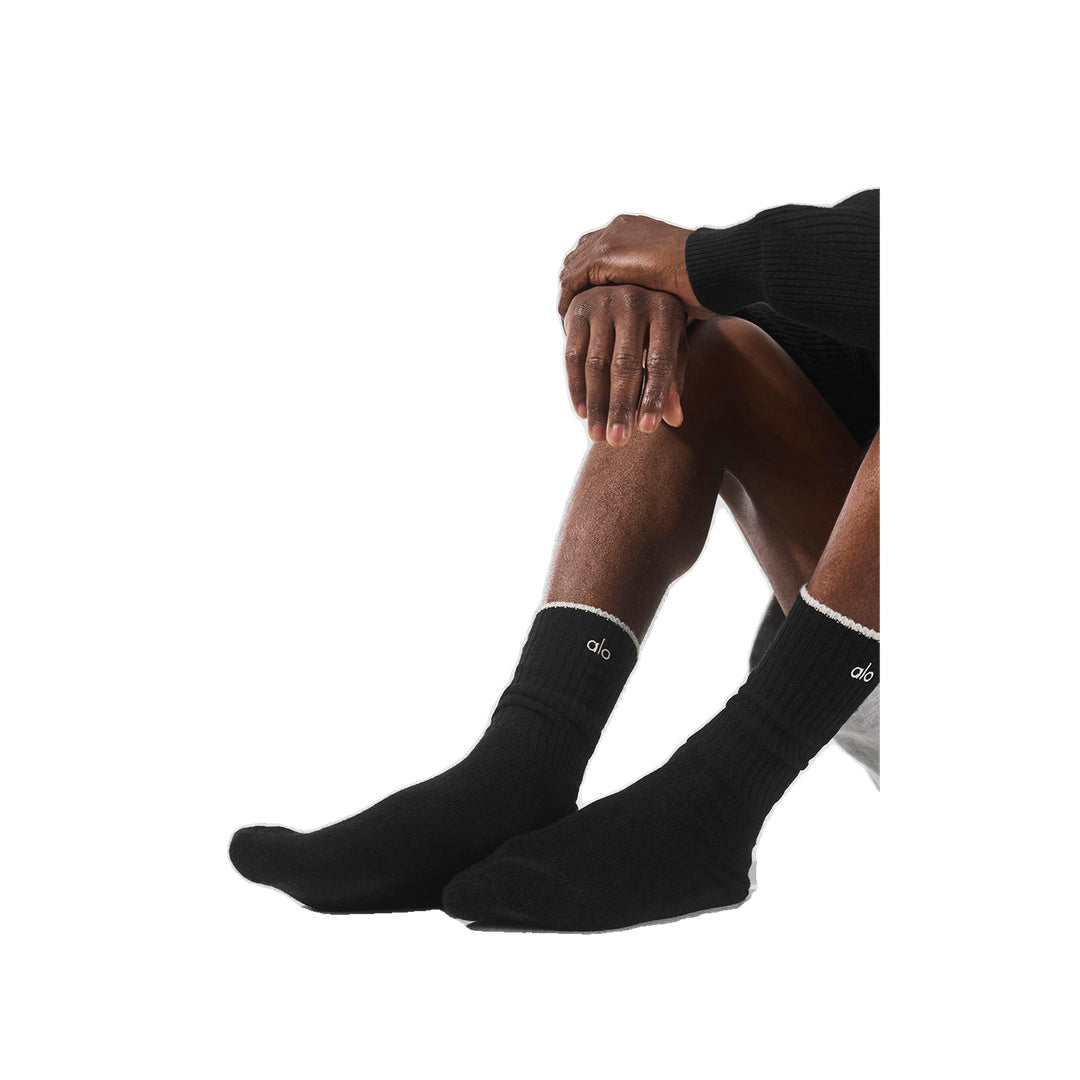 ALO Unisex Wool Cashmere Light Frosted Sock - Black/Ivory