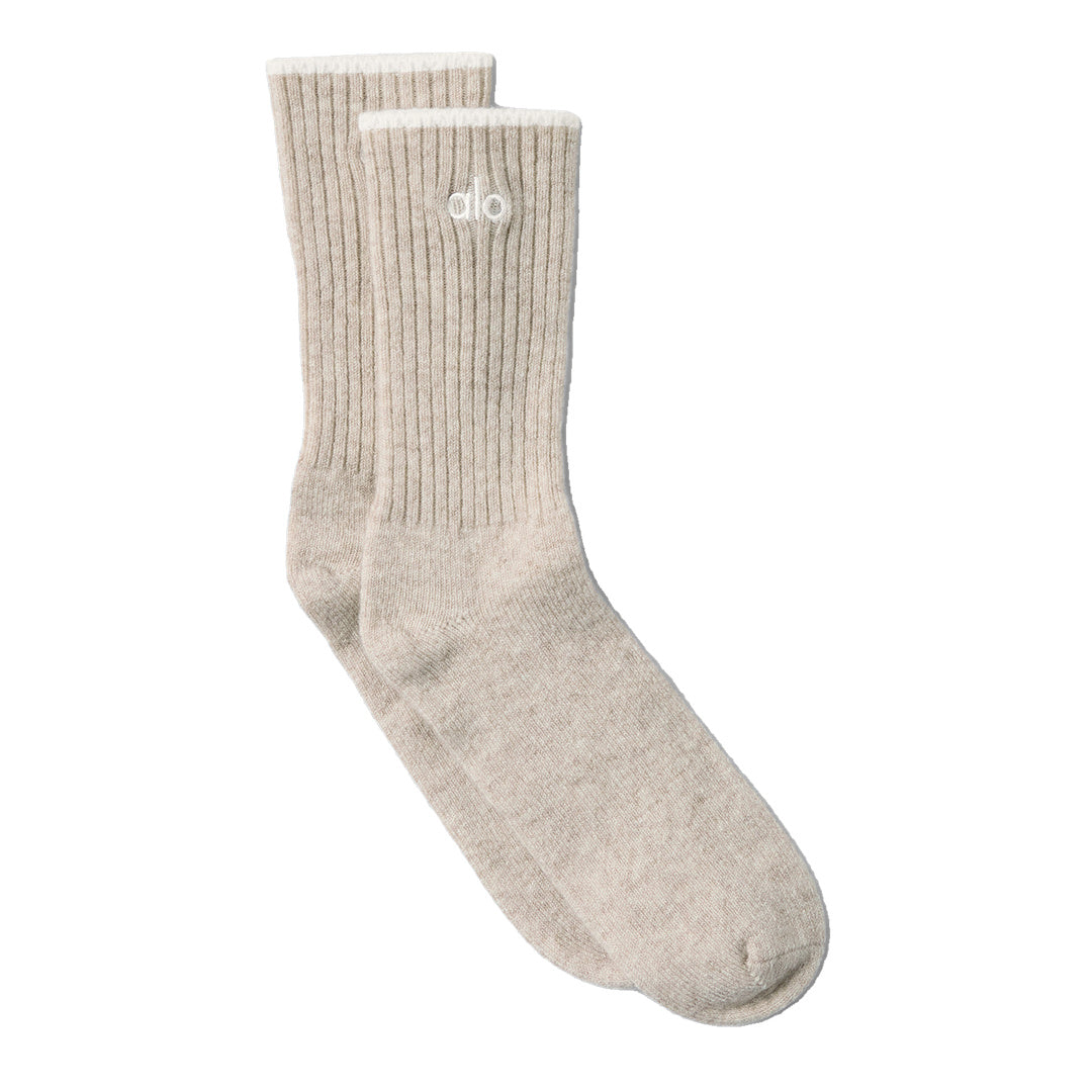 ALO Unisex Wool Cashmere Light Frosted Sock - Winter Latte/Ivory