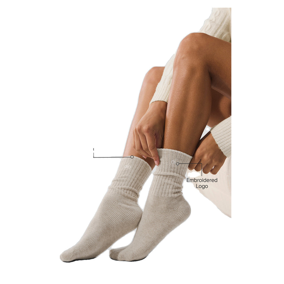 ALO Unisex Wool Cashmere Light Frosted Sock - Winter Latte/Ivory