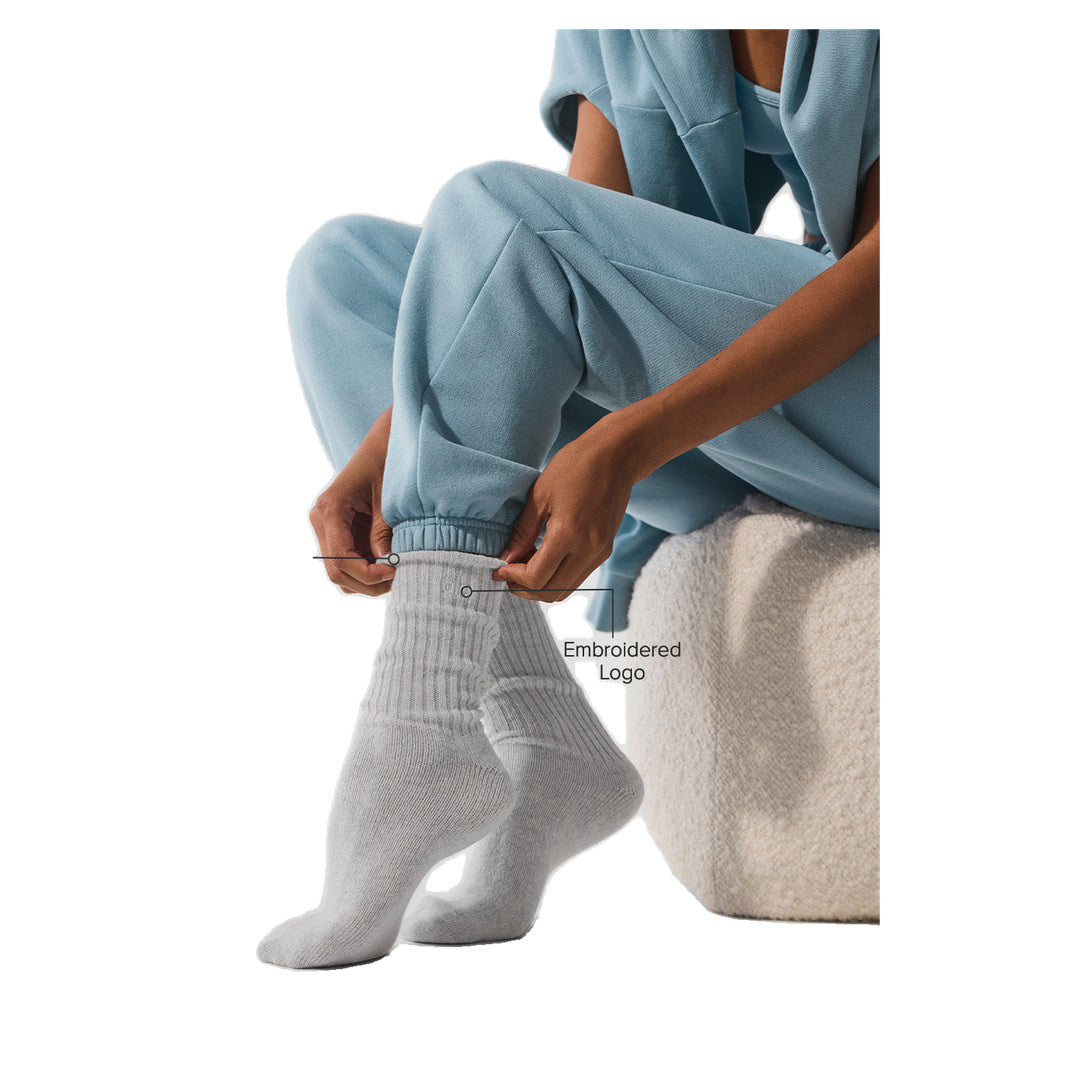 ALO Unisex Wool Cashmere Light Frosted Sock - Light Heather Grey/Ivory