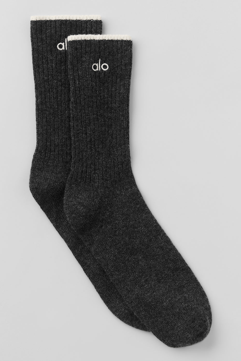 alo Unisex Wool Cashmere Light Frosted Sock - Dark Slate Grey/Ivory