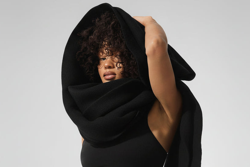 alo Merino Wool Oversized Scarf - Black
