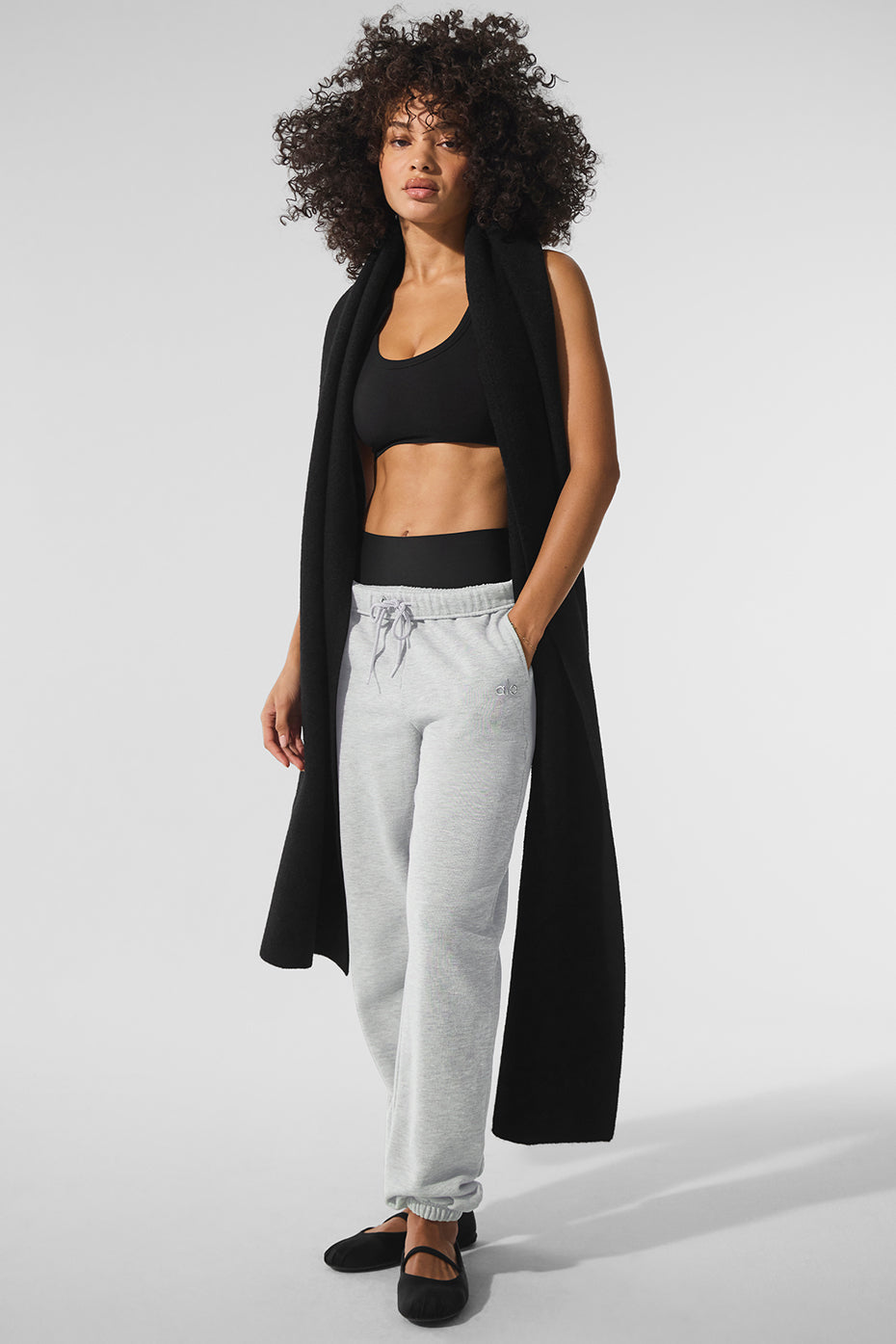 alo Merino Wool Oversized Scarf - Black