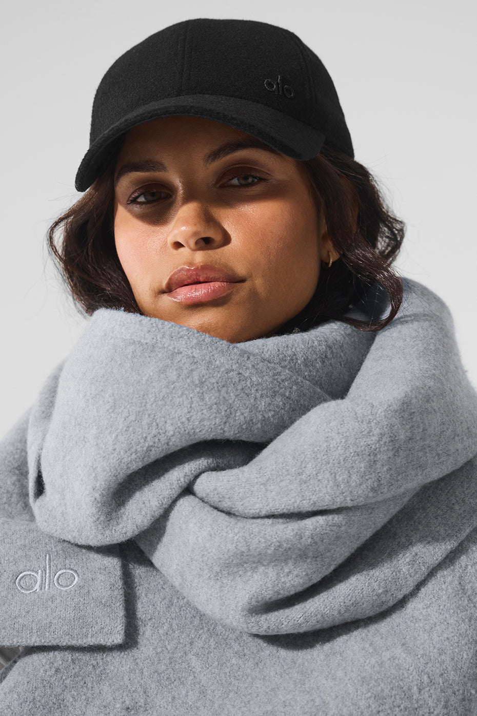 alo Merino Wool Oversized Scarf - Hazy Heather Grey