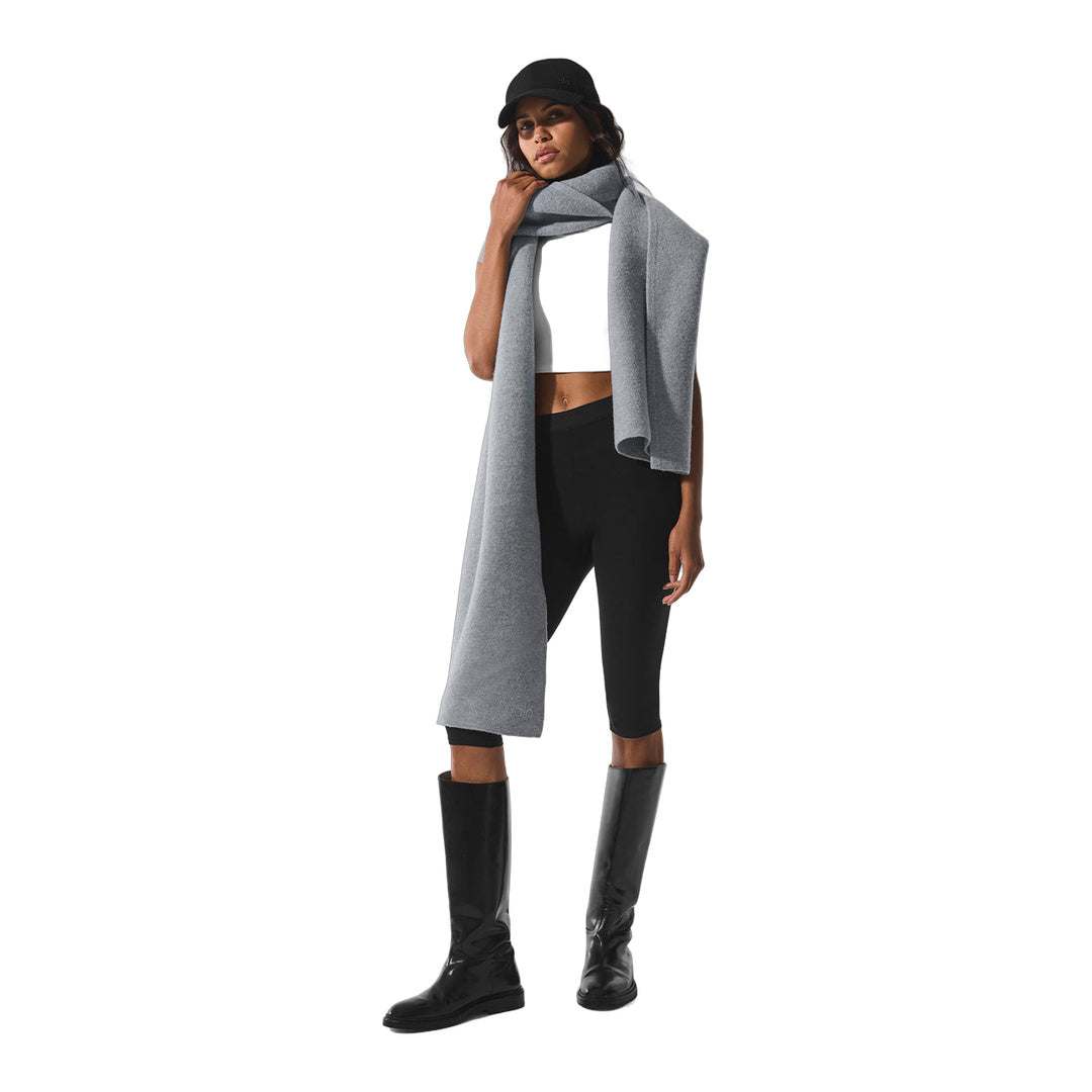 alo Merino Wool Oversized Scarf - Hazy Heather Grey