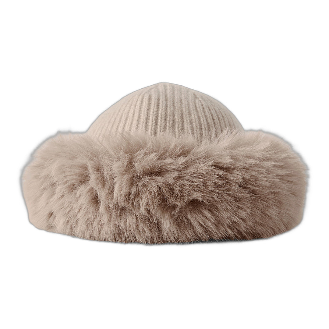 alo Courchevel Cashmere Faux Fur Beanie - Oat Heather