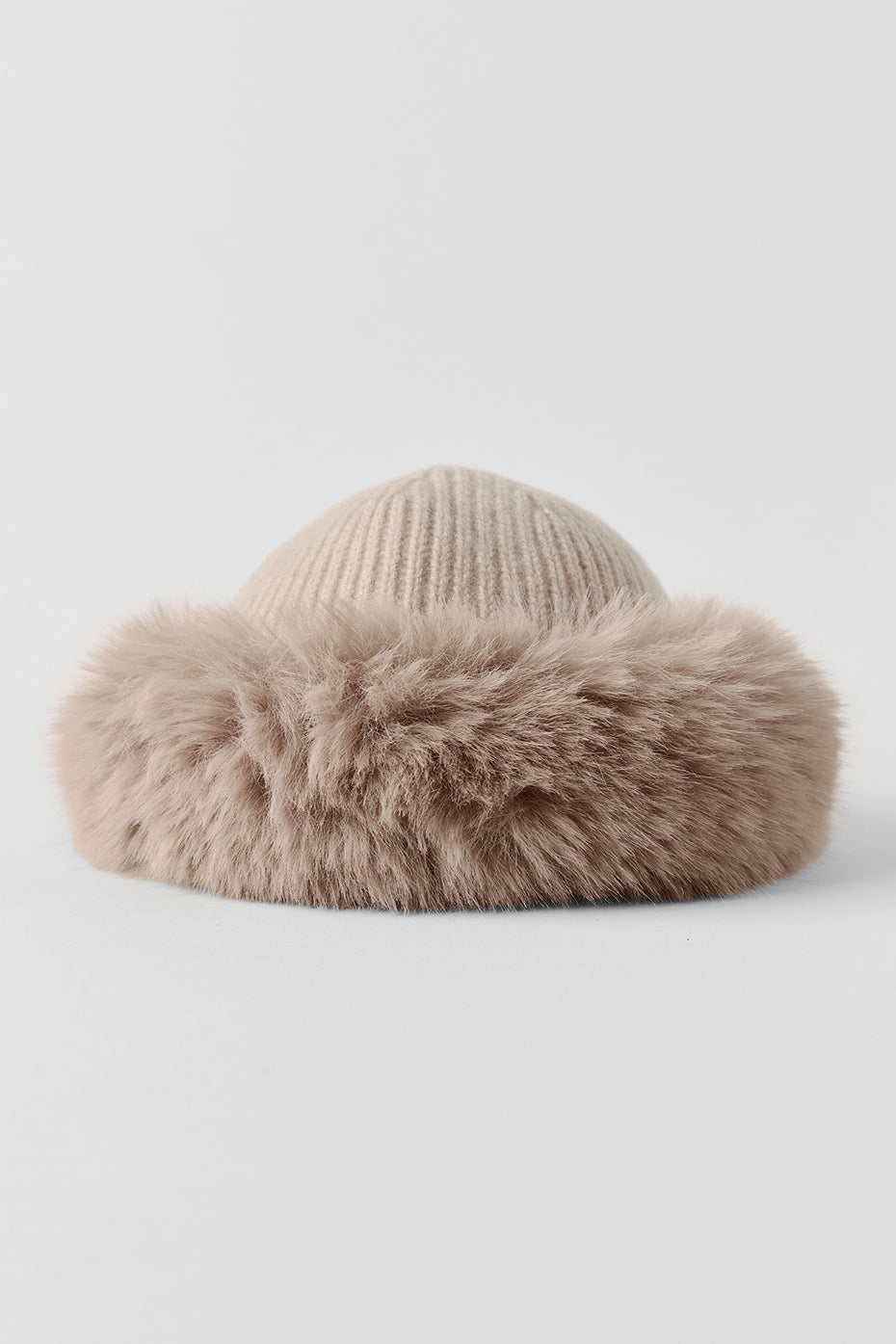 alo Courchevel Cashmere Faux Fur Beanie - Oat Heather