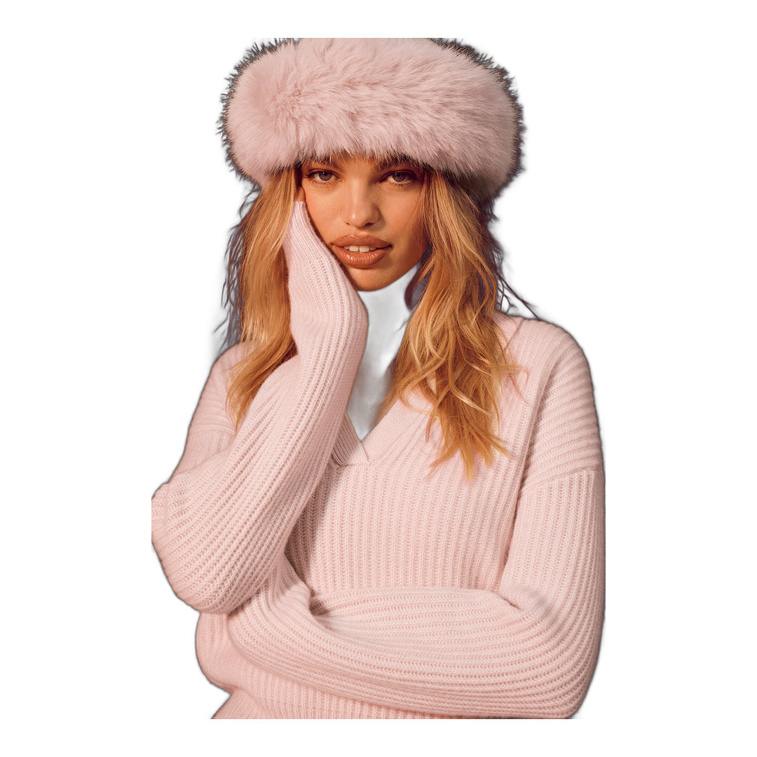 alo Courchevel Cashmere Faux Fur Beanie - Frosted Pink