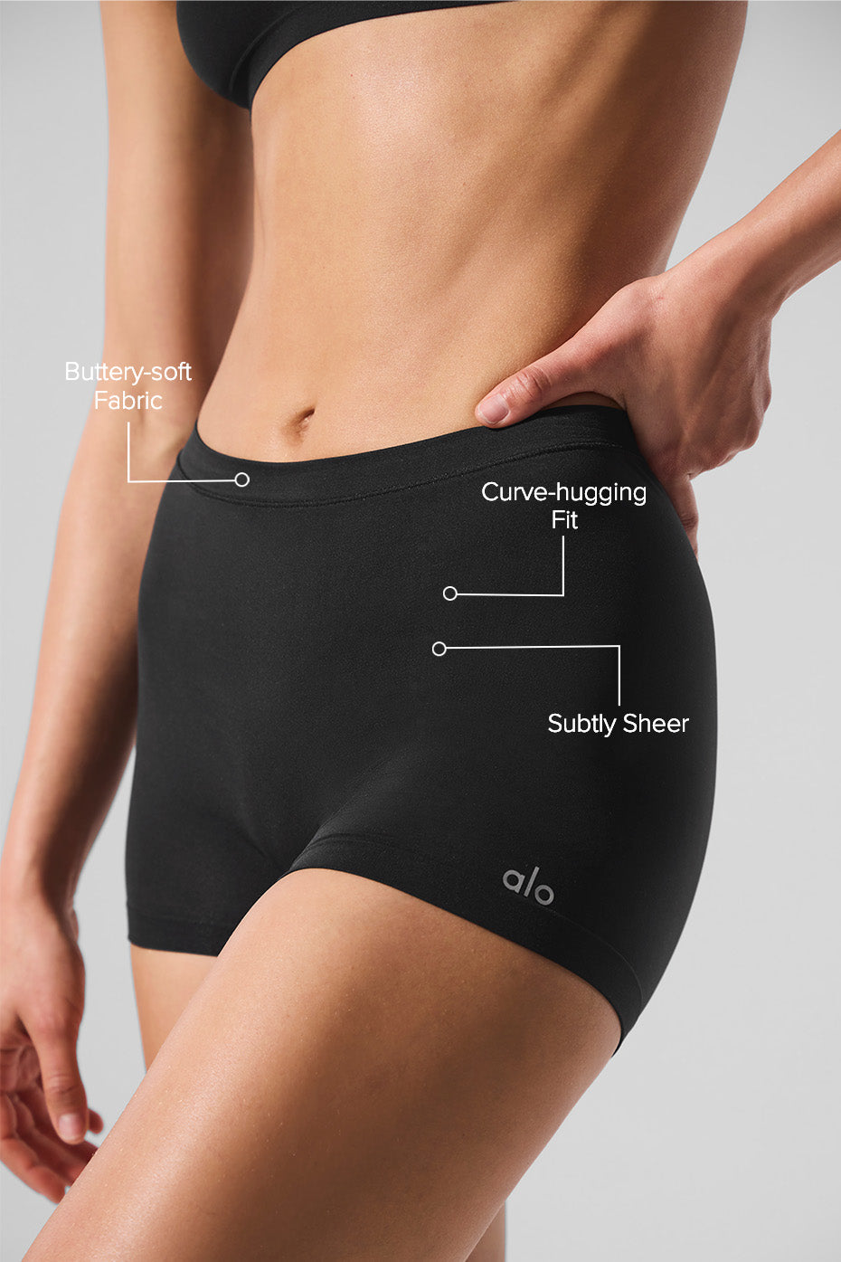 alo Sheer Glow Boyshort - Black
