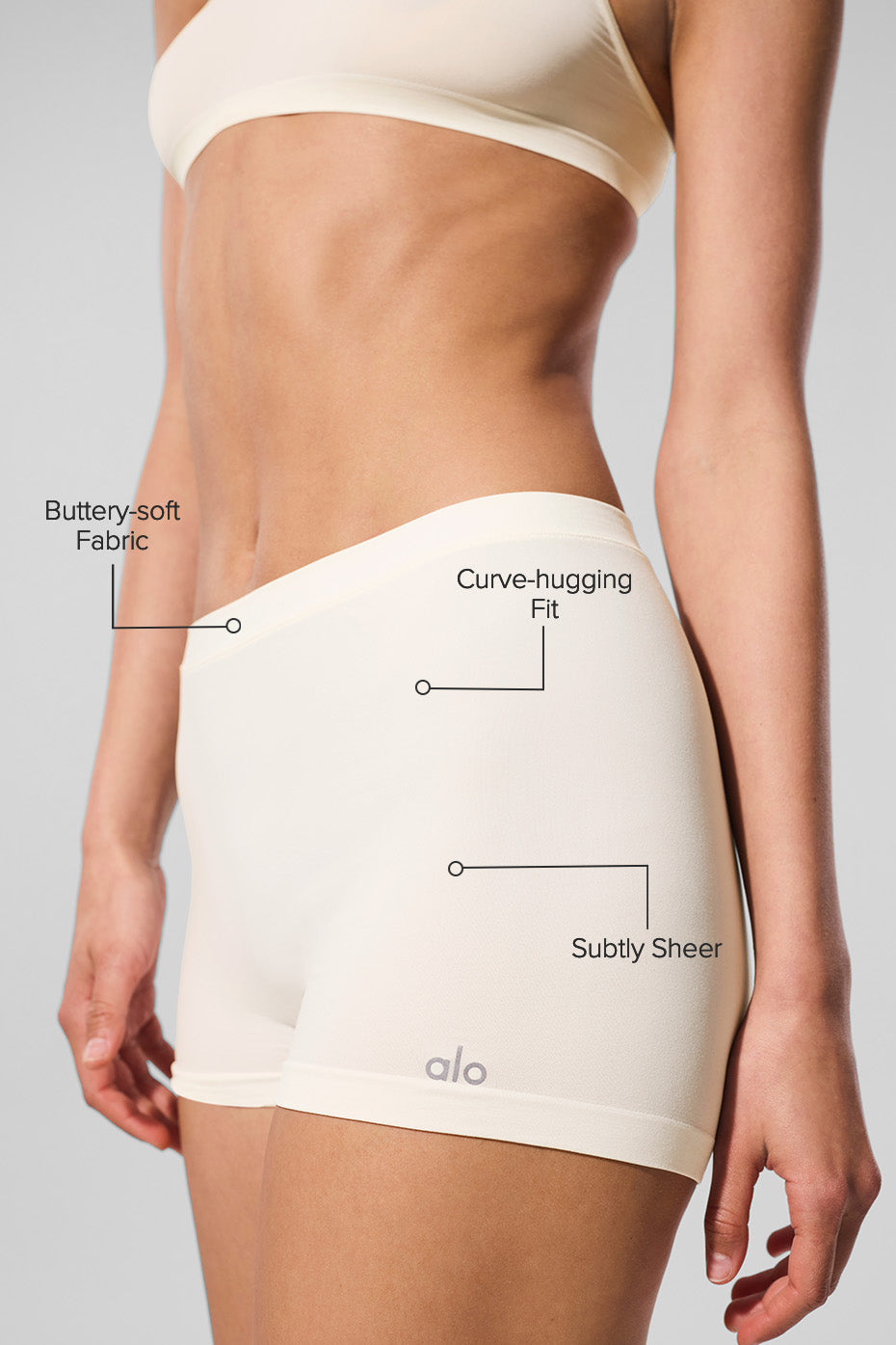 alo Sheer Glow Boyshort - Ivory