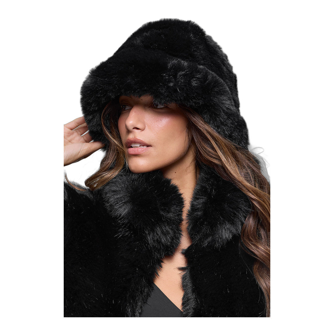 alo Faux Fur Starstruck Bucket Hat - Black