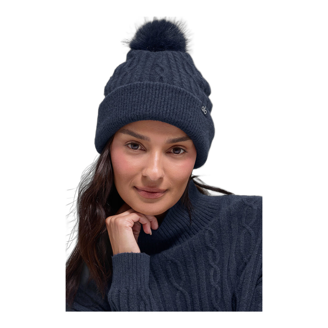 alo Cable Knit Winter Bliss Beanie - Navy