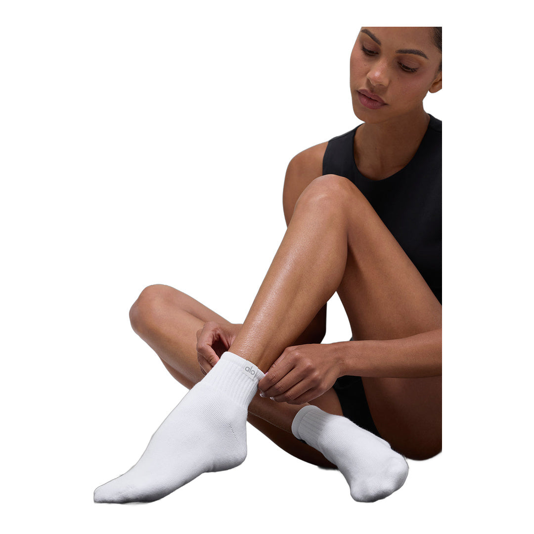 alo Quarter Crew Street Sock - White