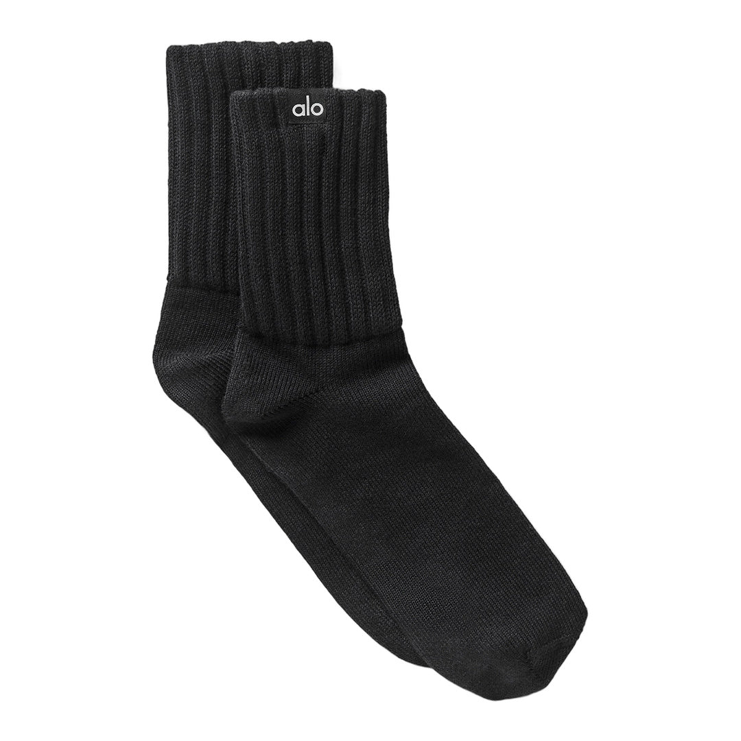 alo Unisex Half-Crew Scrunch Sock - Black