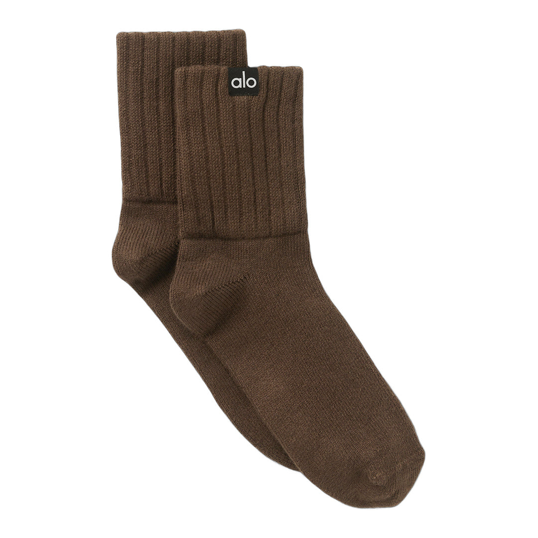alo Unisex Half-Crew Scrunch Sock - Espresso
