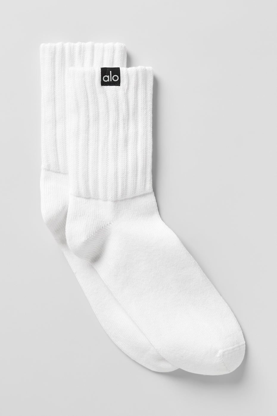 alo Unisex Half-Crew Scrunch Sock - White