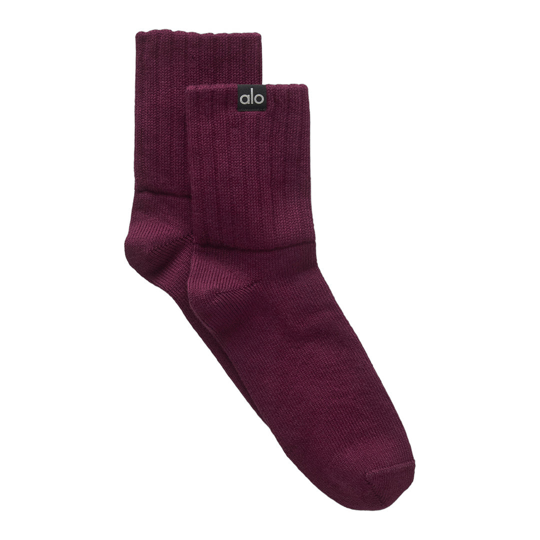 alo Unisex Half-Crew Scrunch Sock - Burgundy