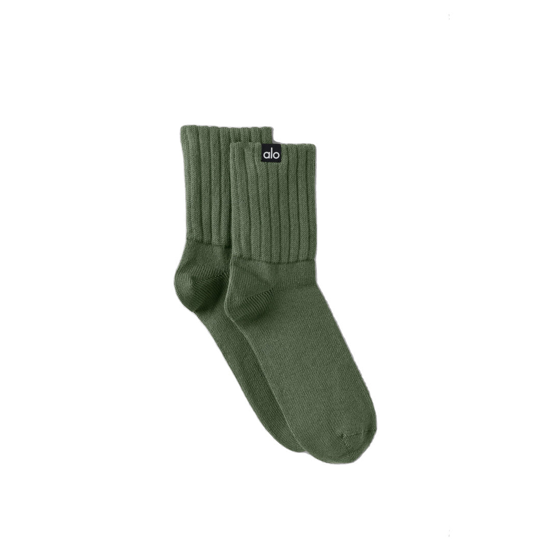 ALO Unisex Half-Crew Scrunch Sock - Bamboo Green