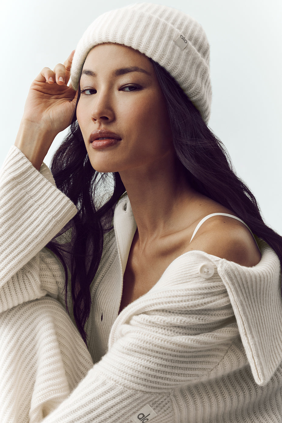alo Courchevel Cashmere Beanie - Ivory