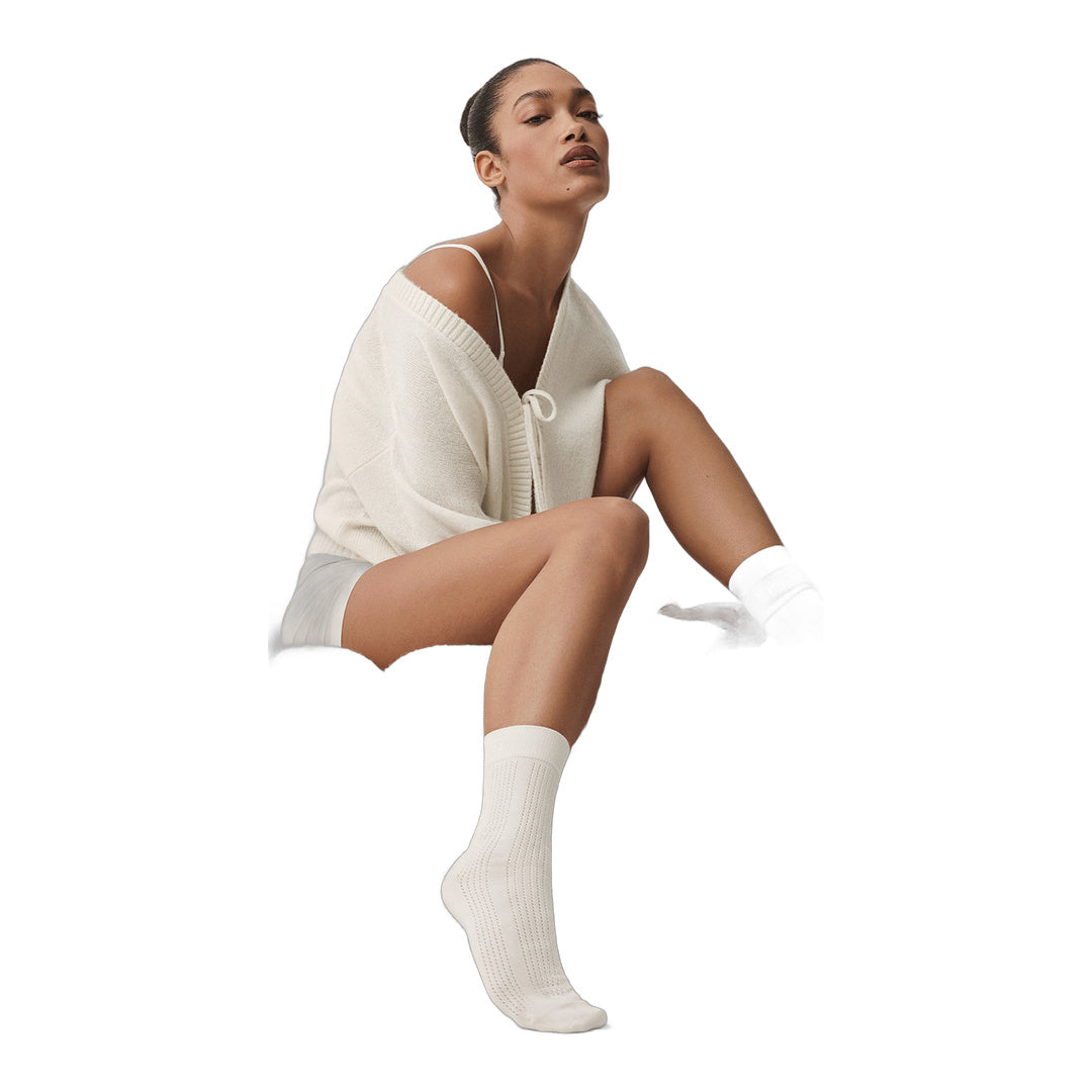 alo Cashmere Mesh Sock - Ivory