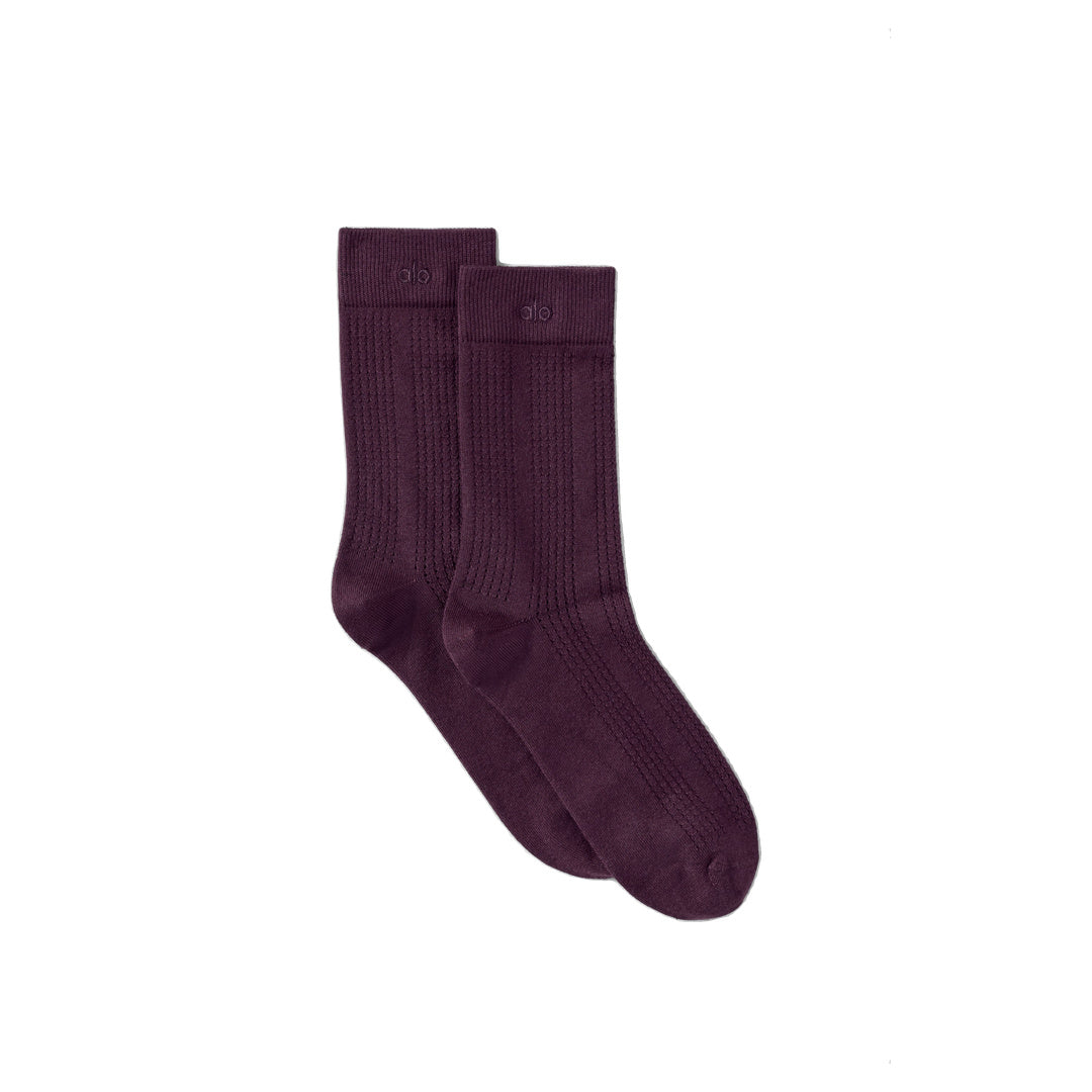 ALO Cashmere Mesh Sock - Rich Bordeaux