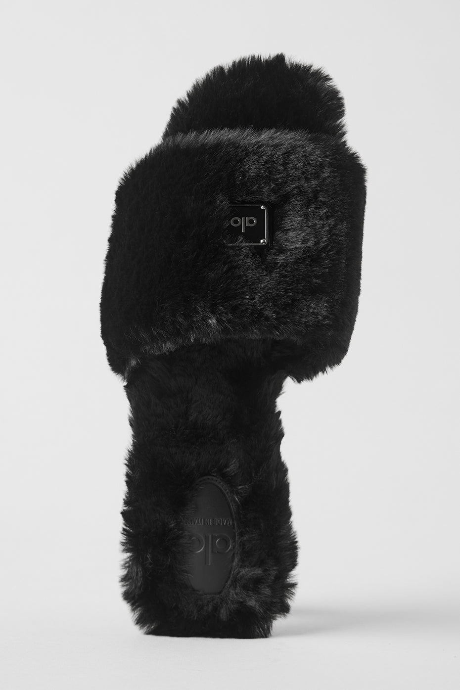 alo ALO Classico Faux Fur Sandal - Black