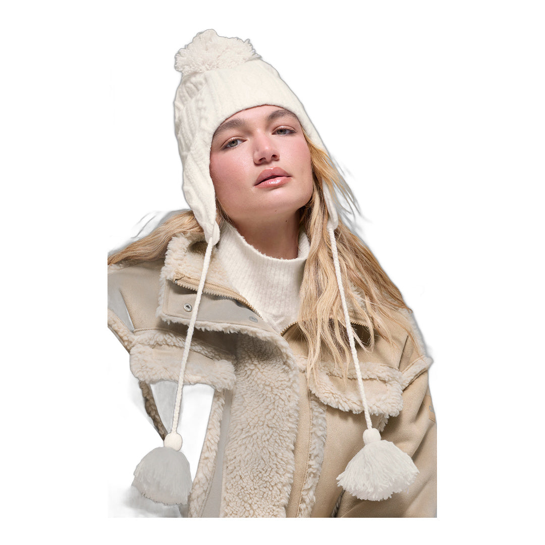 alo Cable Knit Winter Bliss Earflap Beanie - Ivory