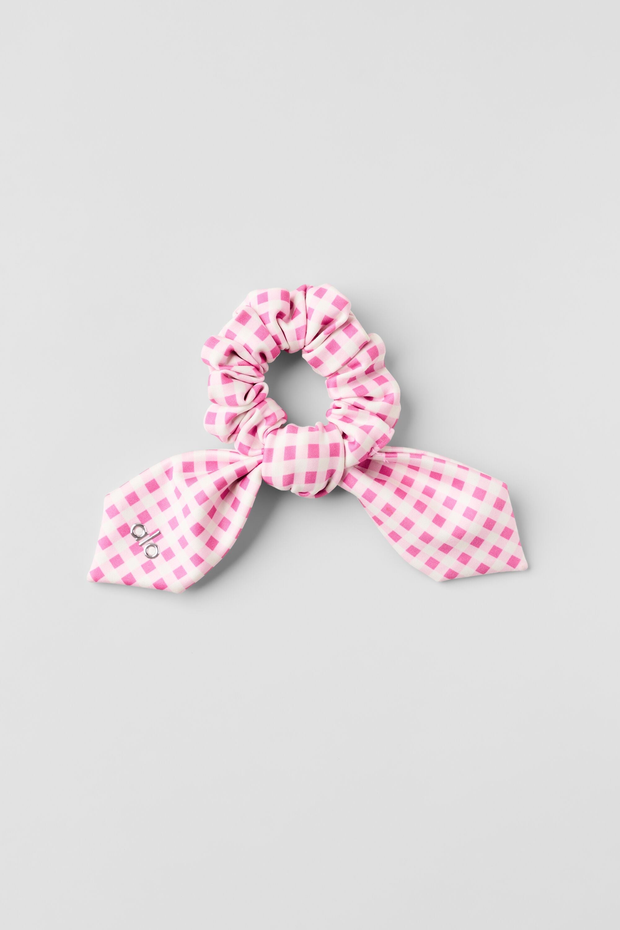 alo Airlift Gingham Rhythm Scrunchie - Paradise Pink Gingham