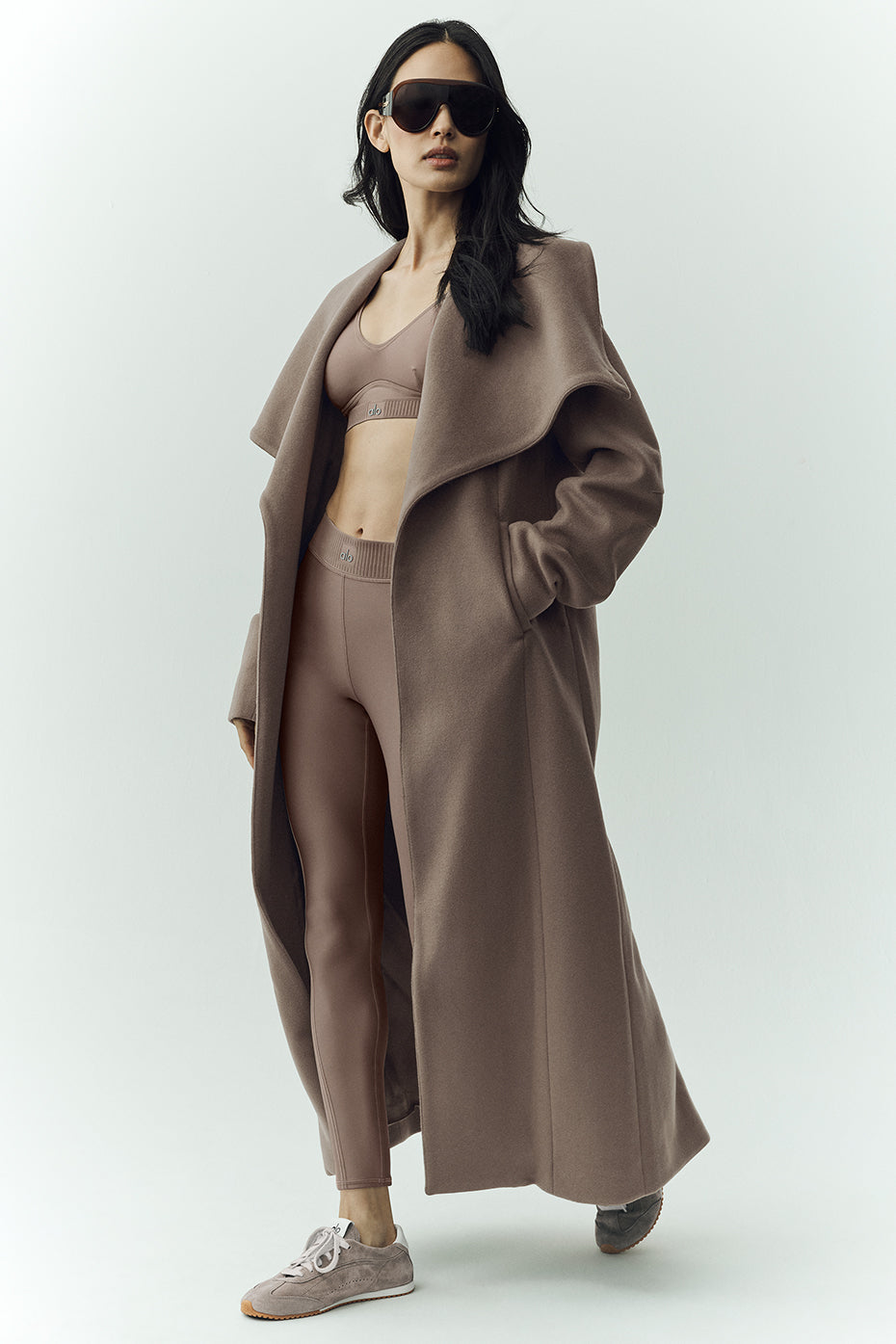 alo Wool Blend Nightfall Long Coat - Alpine Cocoa Heather