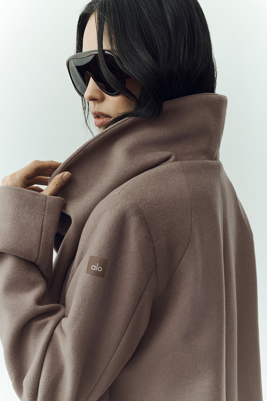 alo Wool Blend Nightfall Long Coat - Alpine Cocoa Heather