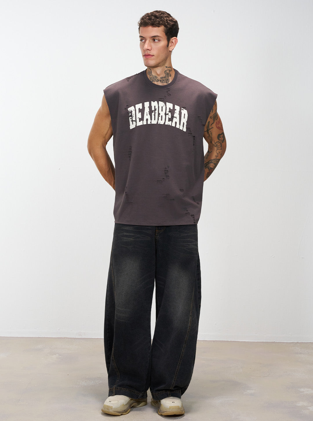 Distressed Ash Grey Tank