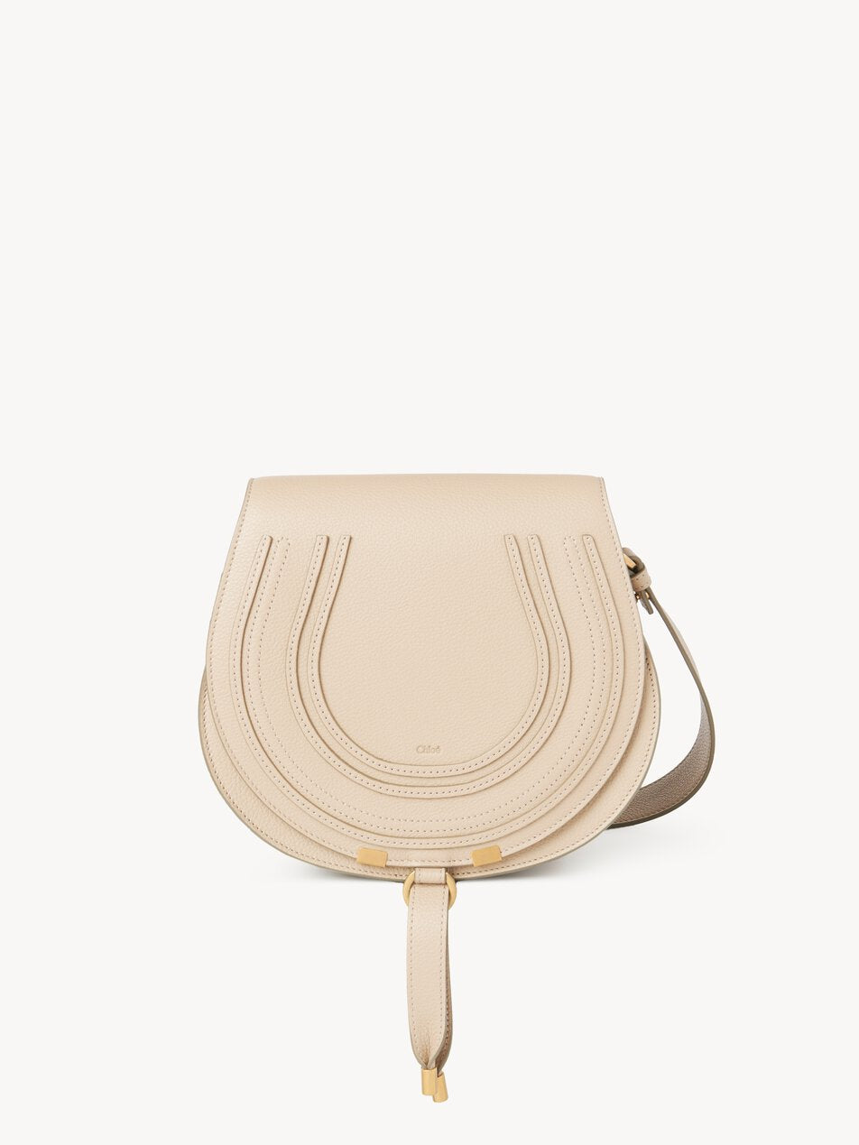 CHLOE Marcie saddle bag in grained leather Sweet Beige