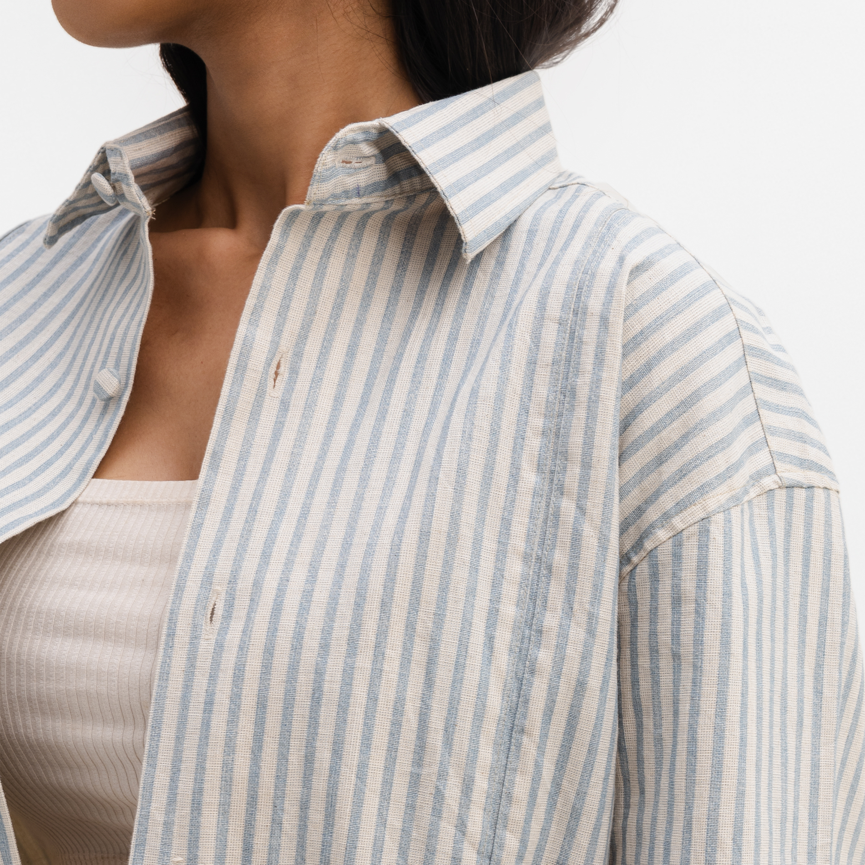 AQUA STRIPED FULL-SLEEVE SHIRT