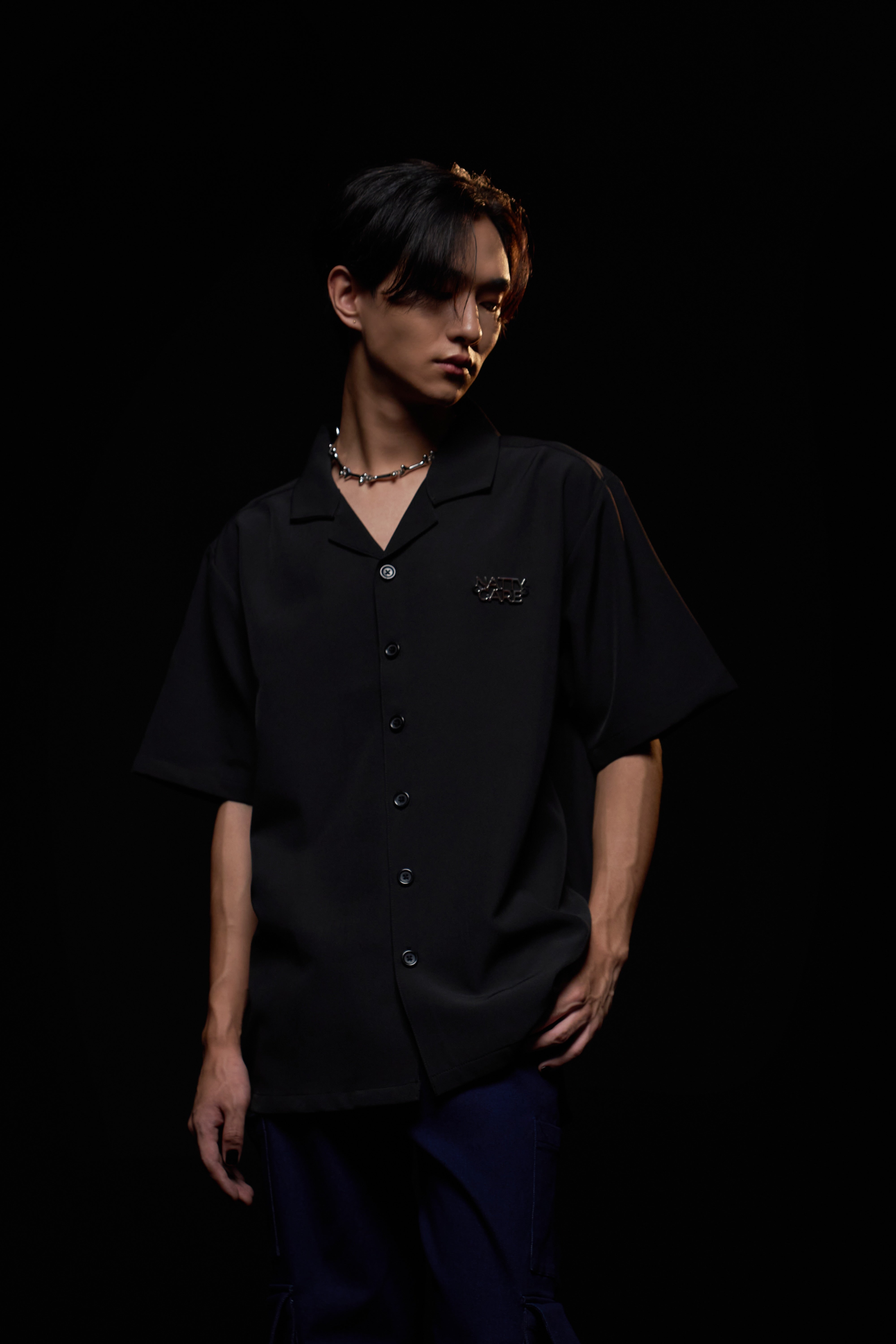 CUBAN COLLAR SHIRT (BLACK)