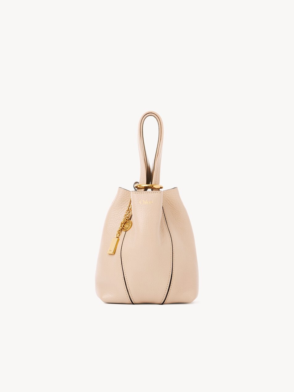 CHLOE Small Chloé Spin tote bag in grained leather Cement Pink