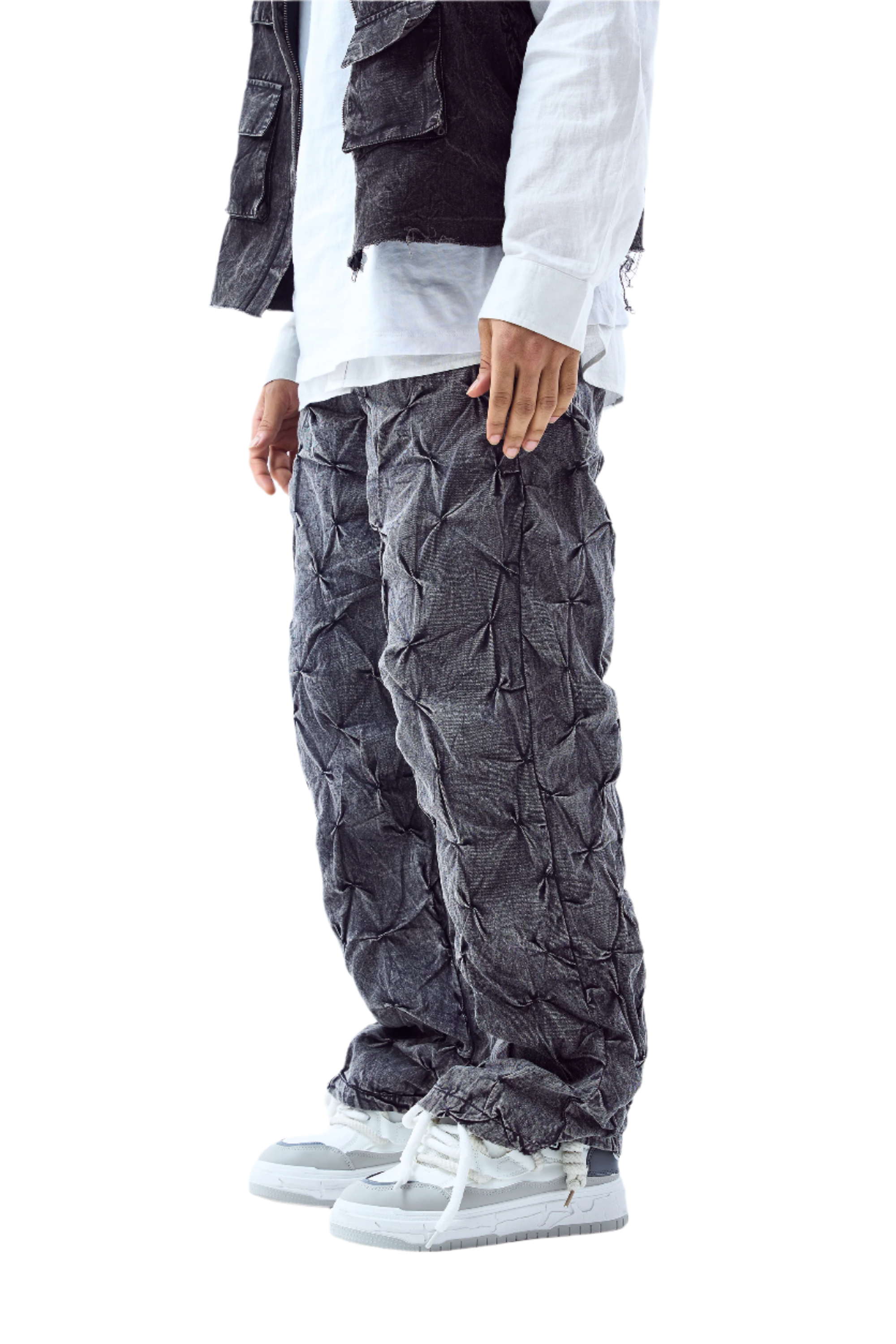 Signature Smocked Pants- Charcoal