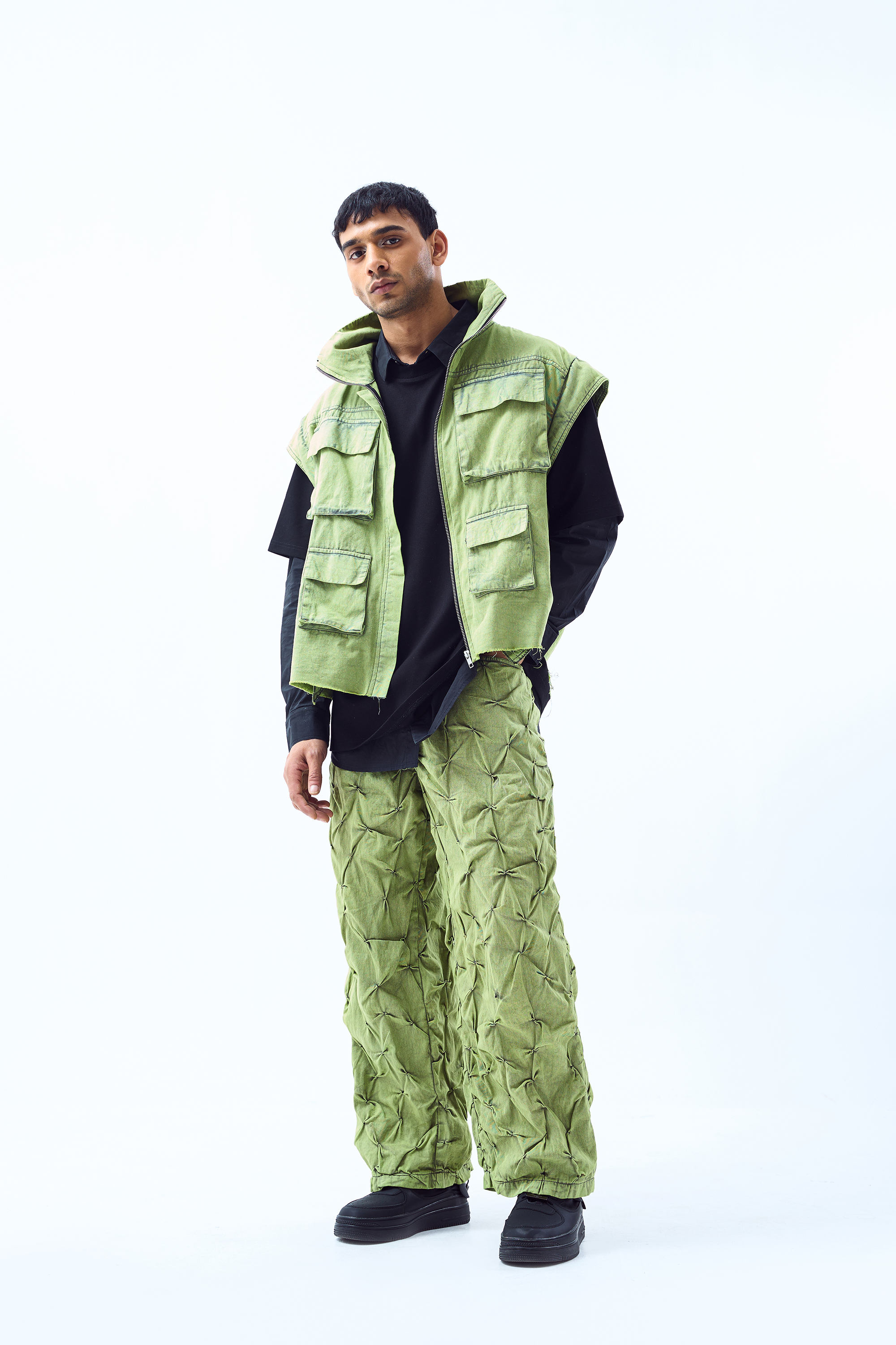 Signature Smocked Pants- Lime