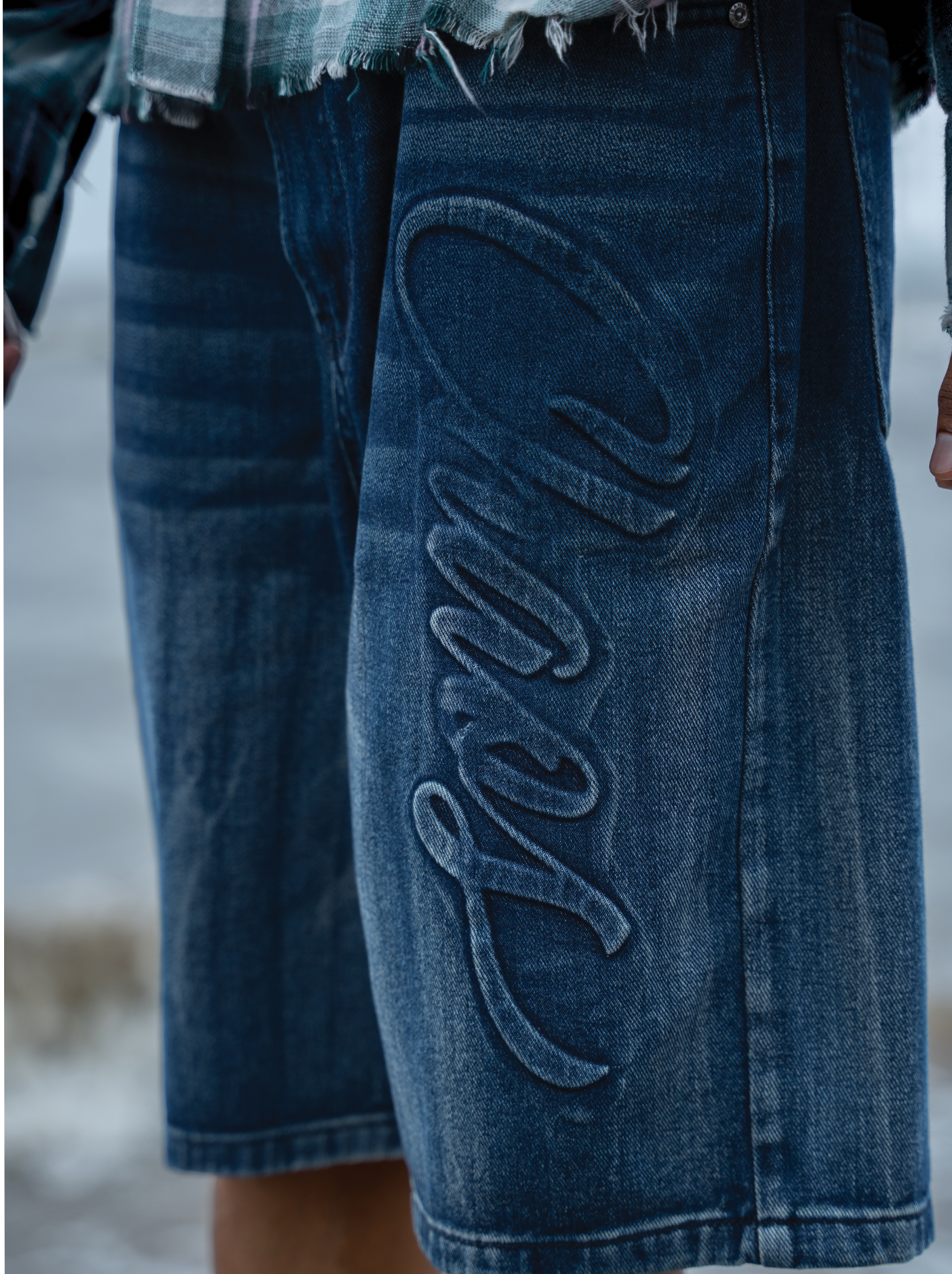 Washed Jorts Dark Blue