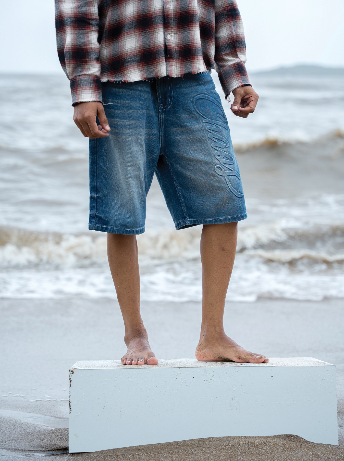 Washed Jorts Light Blue