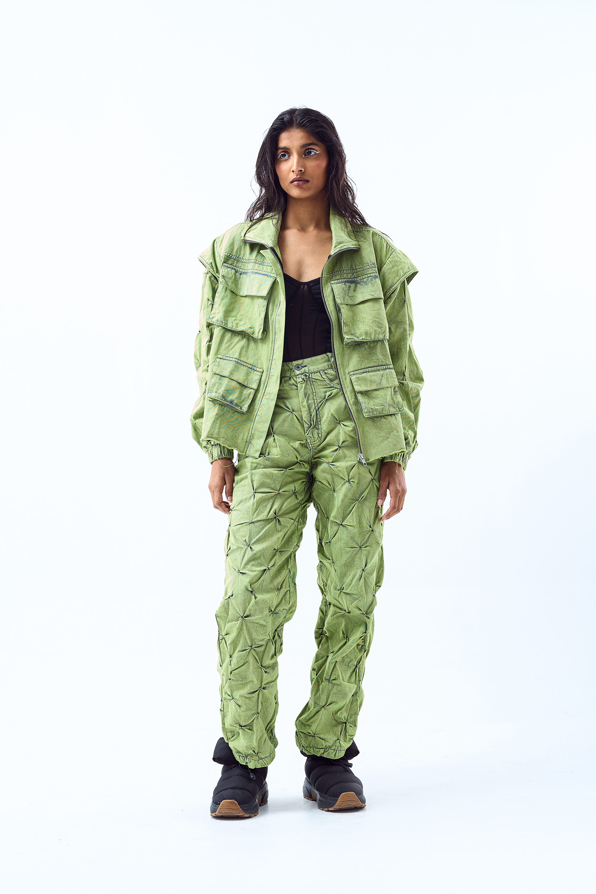 Signature Smocked Pants- Lime