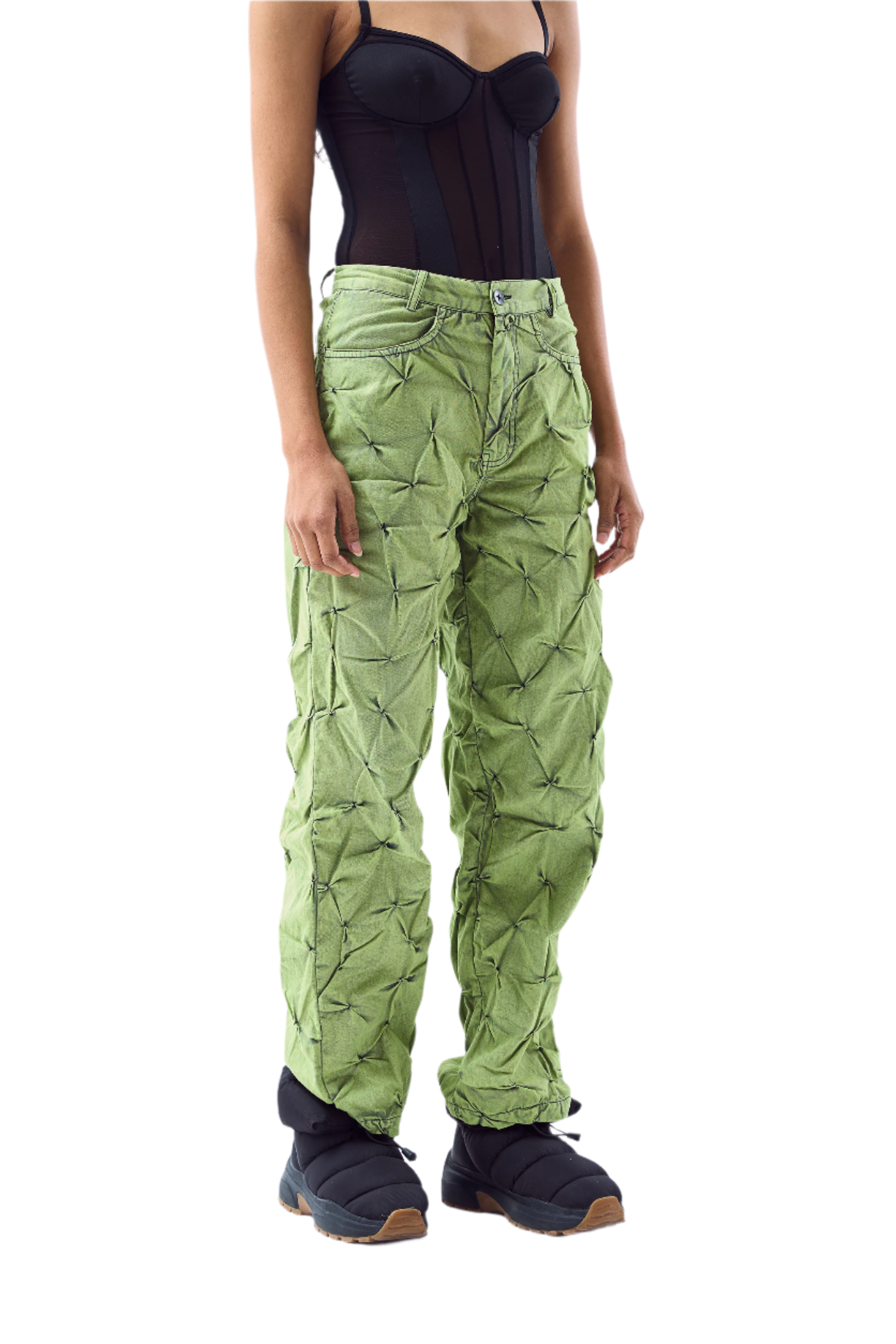 Signature Smocked Pants- Lime