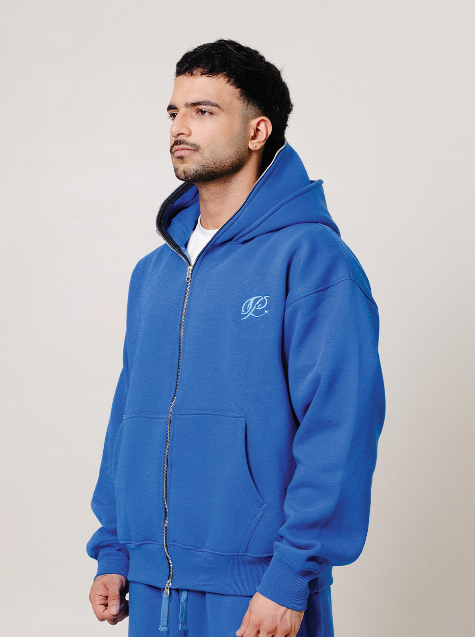 Double Hooded Zipper- Royal Blue