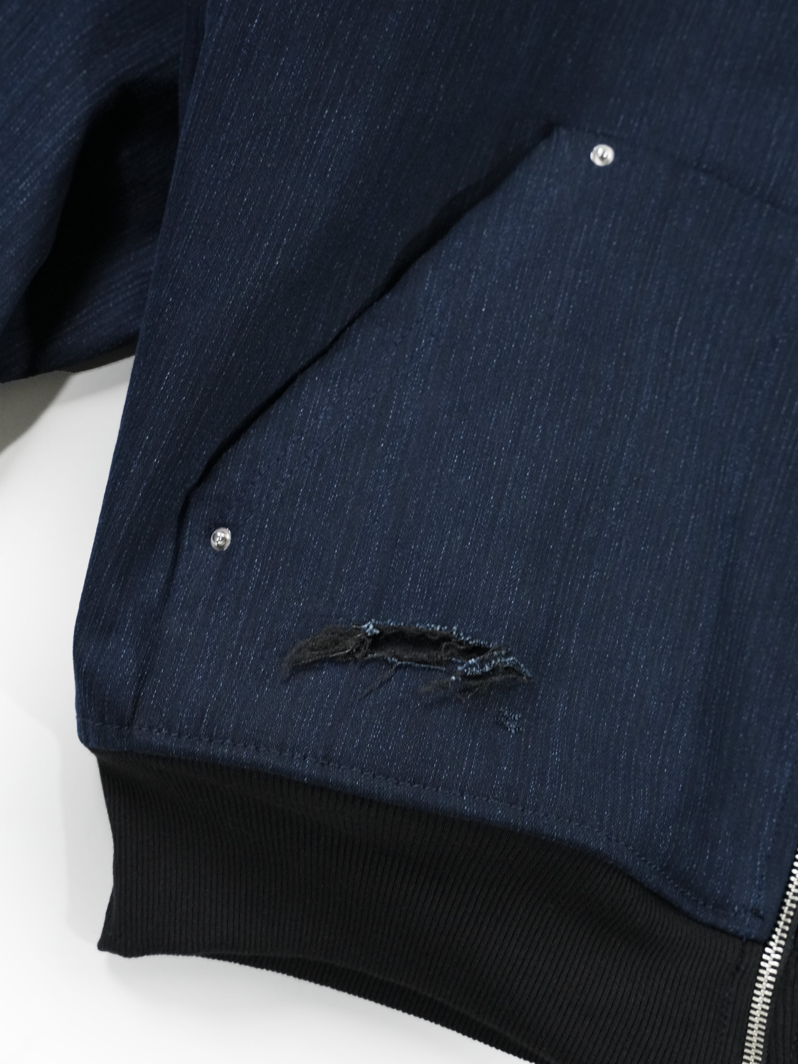 Black/Blue Slub Denim Hoodie RTW