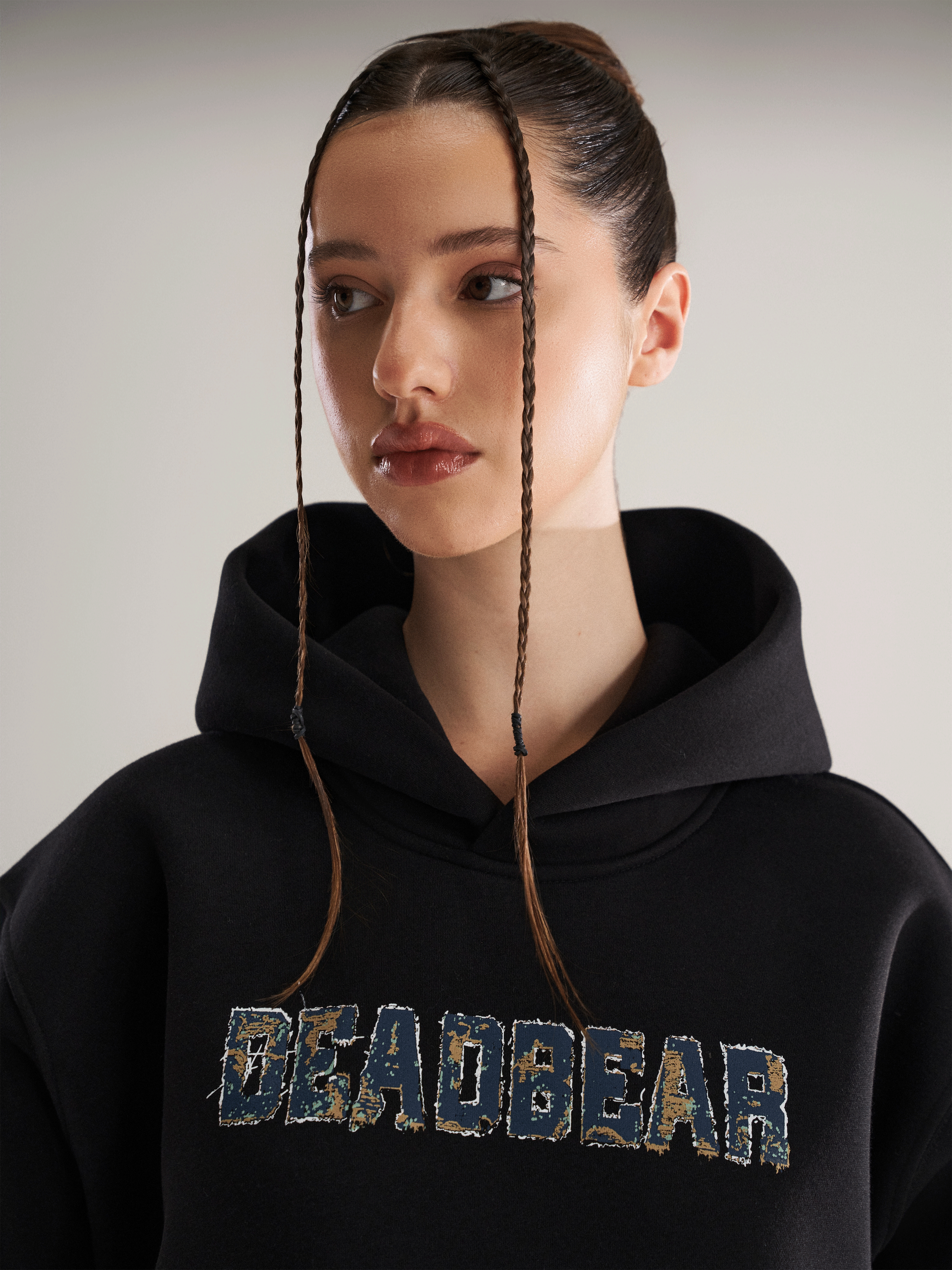 Fake Denim Hoodie Black