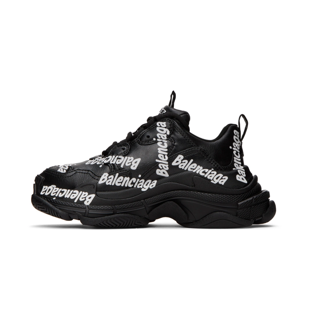 Balenciaga Triple S All Over Logo Black White (W)